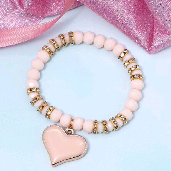 Handmade Beaded Stackable Stretch Bracelet Heart Pendant - Picture 6 of 9